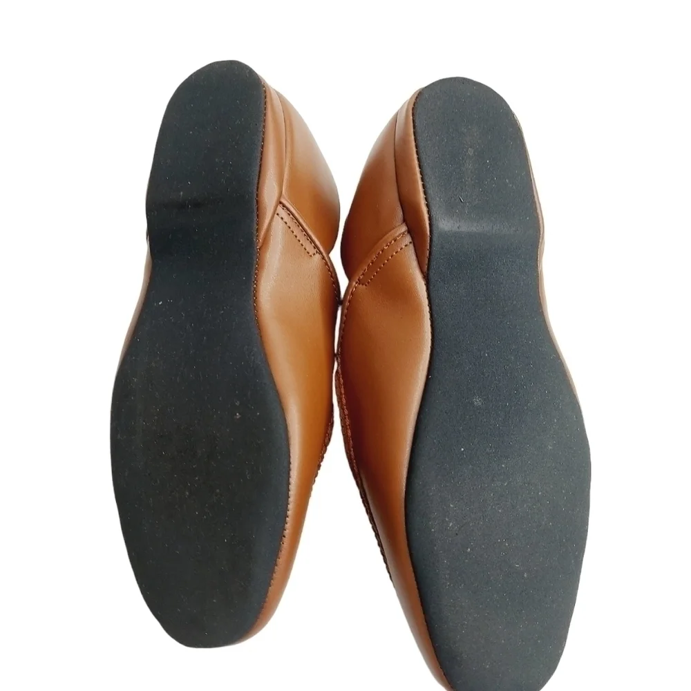 L.B. Evans 9 M Chicopee Slippers Brown Leather Classic Moccasin House Shoe EUC